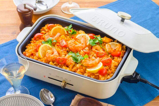 Spicy Paella with Tomatoes Recipe for Bruno Compact Hotplate