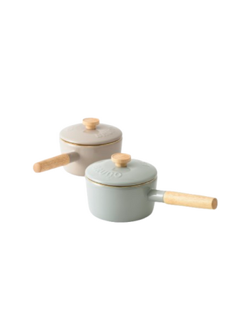Induction Enamel Coated Steel Sauce Pan w/Wooden Handle - 16cm