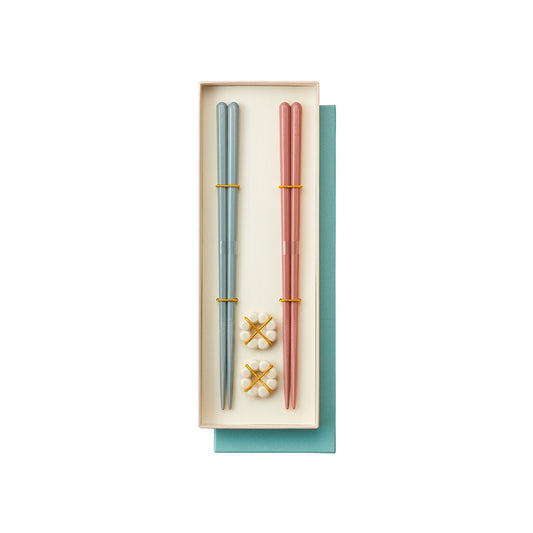 Set of 2 Pairs Painted Wooden Japanese Chopsticks