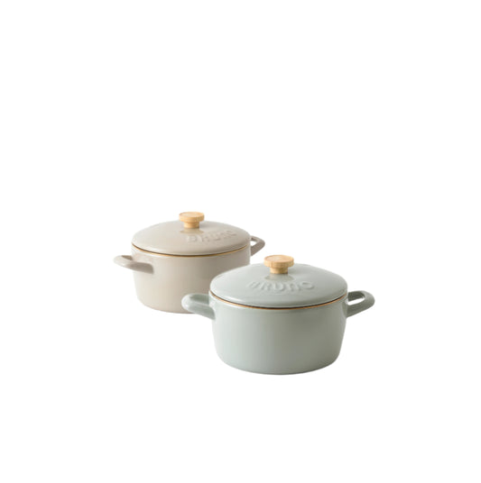 Induction Enamel Coated Steel Pot w/Wooden Handle - 20cm